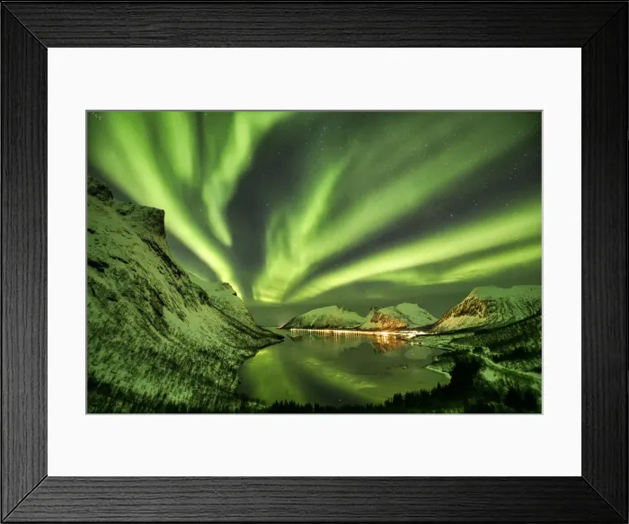 Framed Print : Aurora Borealis over Fjord, Senja, Norway Framed Print : Aurora Borealis over Fjord, Senja, Norway