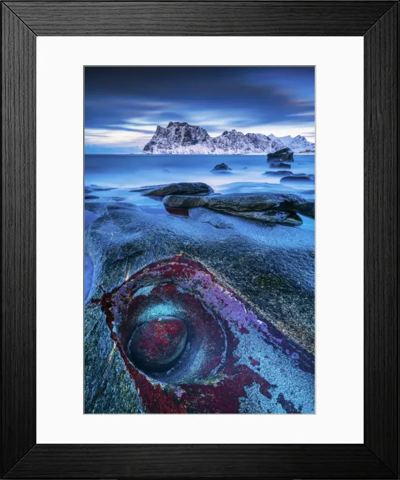 Framed Print : Coastline at Uttakliev, Lofoten Islands, Norway