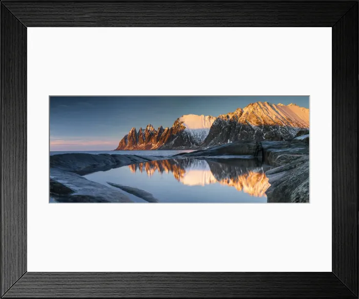 Framed Print : The Devils Jaw Reflecting in Tide-pool, Senja, Norway Framed Print : The Devils Jaw Reflecting in Tide-pool, Senja, Norway