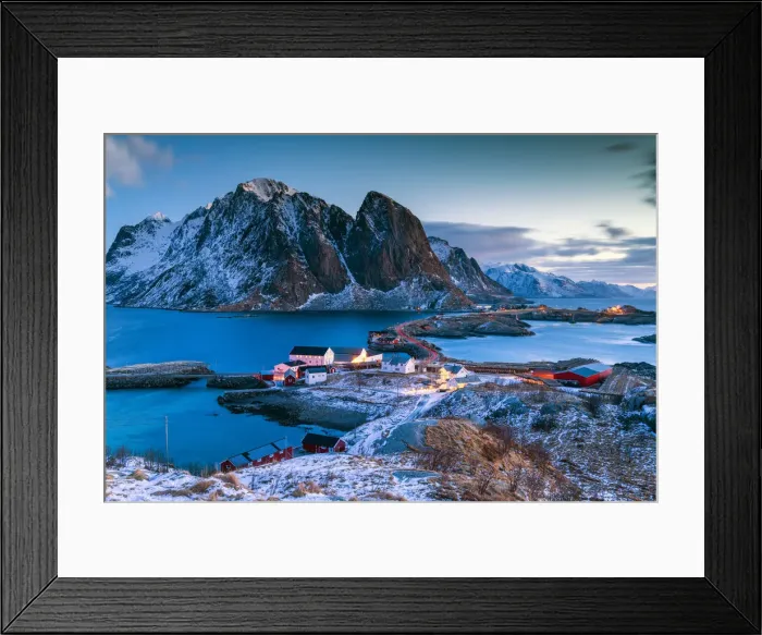 Framed Print : Twilight over Sakrisoy, Lofoten Islands, Norway Framed Print : Twilight over Sakrisoy, Lofoten Islands, Norway