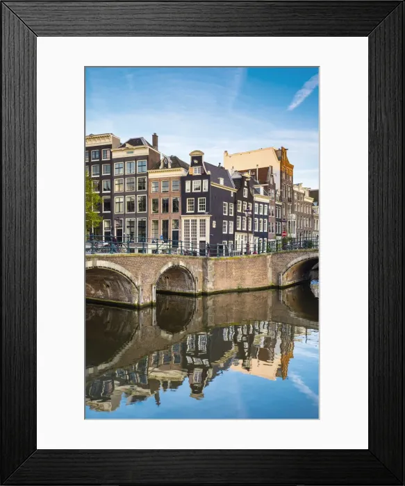 Framed Print : Netherlands, North Holland, Amsterdam. Canal houses at the intersection of Keizersgracht Framed Print : Netherlands, North Holland, Amsterdam. Canal houses at the intersection of Keizersgracht