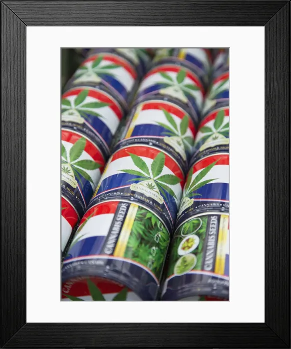 Framed Print : Cannabis seeds at flower market, Amsterdam, Netherlands Framed Print : Cannabis seeds at flower market, Amsterdam, Netherlands