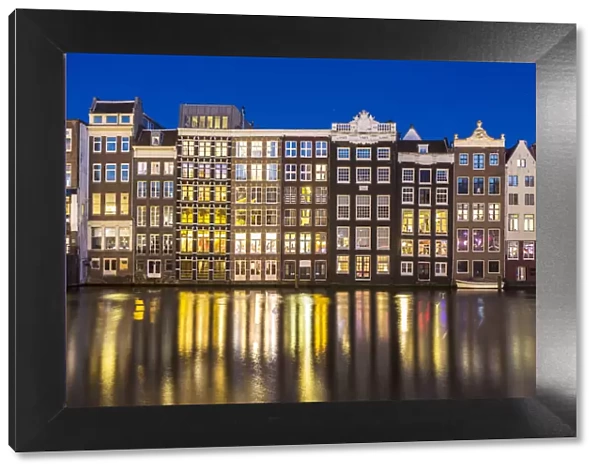 Amsterdam, houses reflecting on canal, Netherlands, Europe