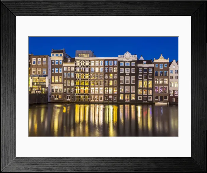 Framed Print : Amsterdam, houses reflecting on canal, Netherlands, Europe Framed Print : Amsterdam, houses reflecting on canal, Netherlands, Europe