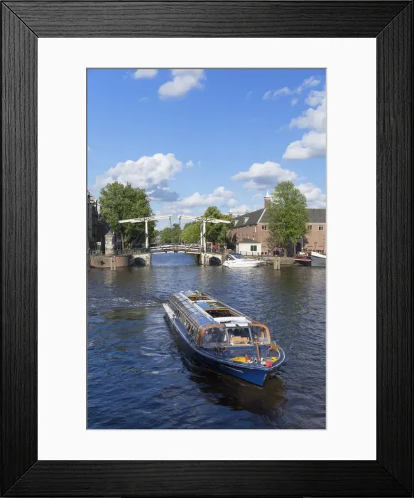 Framed Print : Tourist boat on Amstel River, Amsterdam, Netherlands Framed Print : Tourist boat on Amstel River, Amsterdam, Netherlands