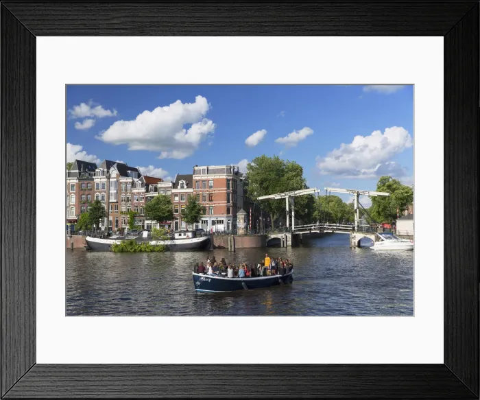 Framed Print : Tourist boat on Amstel River, Amsterdam, Netherlands Framed Print : Tourist boat on Amstel River, Amsterdam, Netherlands