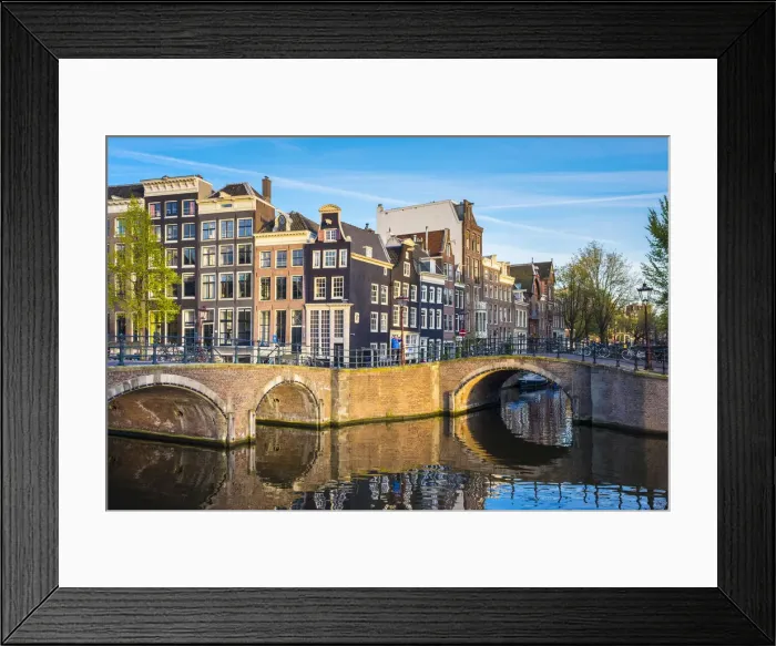 Framed Print : Netherlands, North Holland, Amsterdam. Canal houses at the intersection of Keizersgracht Framed Print : Netherlands, North Holland, Amsterdam. Canal houses at the intersection of Keizersgracht