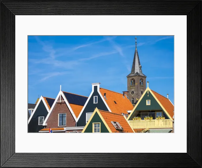 Framed Print : Netherlands, North Holland, Volendam. Tower of Sint-Vincentiuskerk (St Framed Print : Netherlands, North Holland, Volendam. Tower of Sint-Vincentiuskerk (St