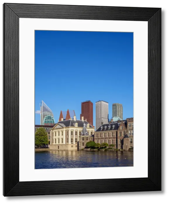 Framed Print : View over Hofvijver towards Mauritshuis Art Museum and City Center, The Hague, South Framed Print : View over Hofvijver towards Mauritshuis Art Museum and City Center, The Hague, South