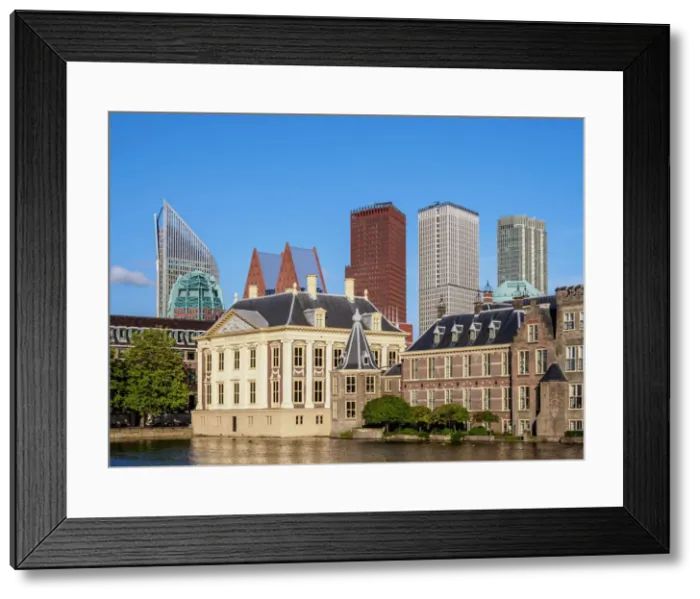 Framed Print : View over Hofvijver towards Mauritshuis Art Museum and City Center, The Hague, South Framed Print : View over Hofvijver towards Mauritshuis Art Museum and City Center, The Hague, South