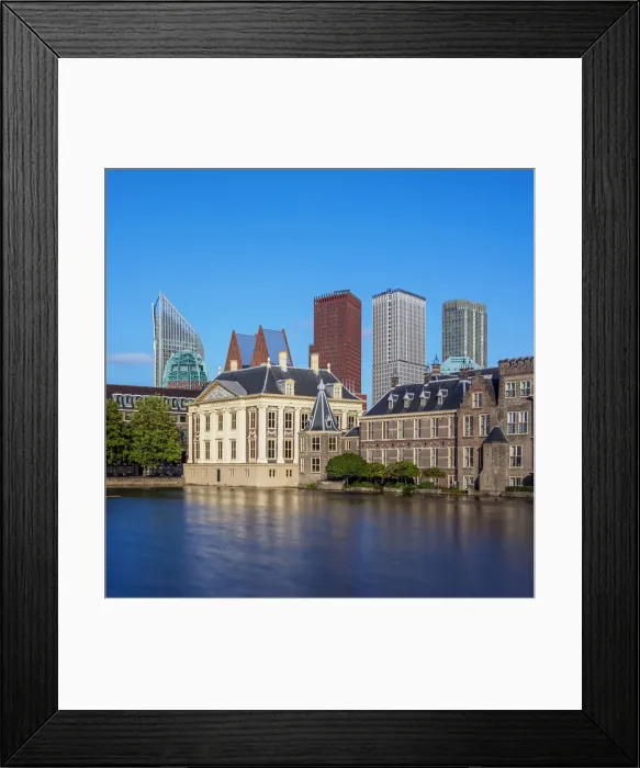 Framed Print : View over Hofvijver towards Mauritshuis Art Museum and City Center, The Hague, South