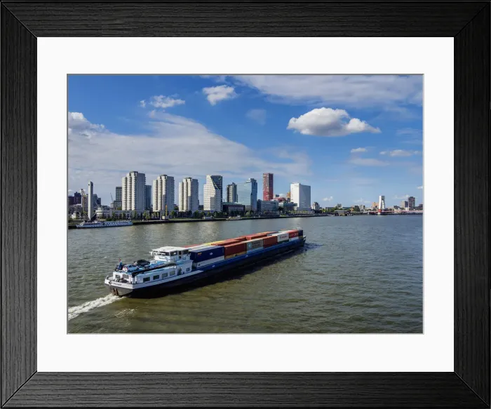 Framed Print : Container Ship on New Meuse River, Rotterdam, South Holland, The Netherlands Framed Print : Container Ship on New Meuse River, Rotterdam, South Holland, The Netherlands