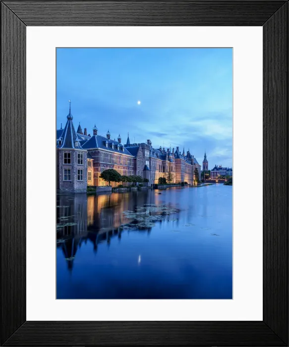 Framed Print : Hofvijver and Binnenhof at twilight, The Hague, South Holland, The Netherlands Framed Print : Hofvijver and Binnenhof at twilight, The Hague, South Holland, The Netherlands