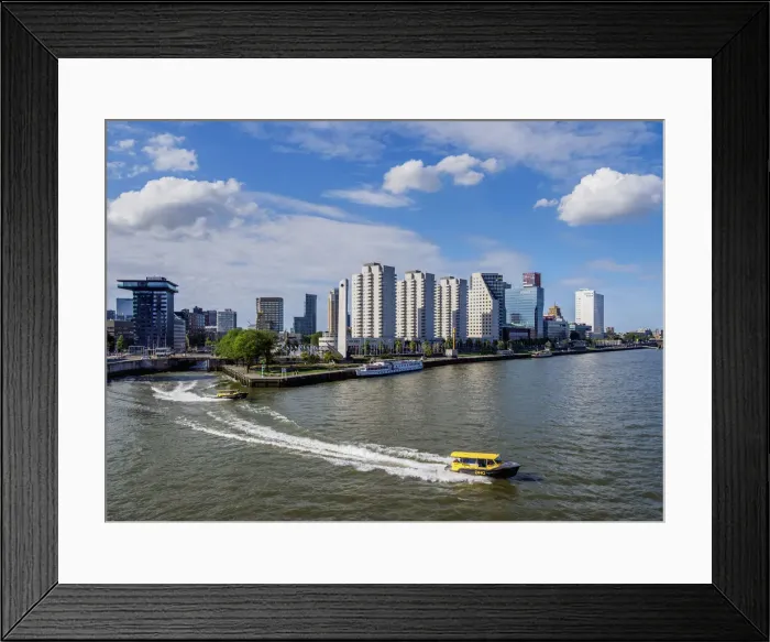 Framed Print : Water Taxi on New Meuse River, Rotterdam, South Holland, The Netherlands