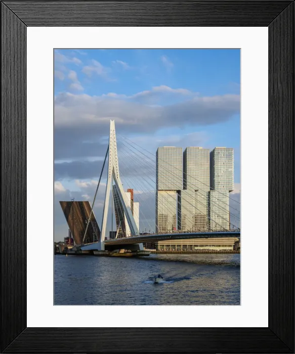 Framed Print : Erasmus Bridge and De Rotterdam Building, Rotterdam, South Holland, The Netherlands Framed Print : Erasmus Bridge and De Rotterdam Building, Rotterdam, South Holland, The Netherlands