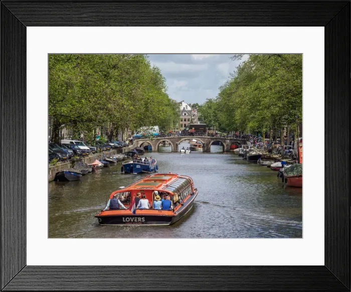 Framed Print : Cruise Boat on Herengracht Canal in Amsterdam, North Holland, The Netherlands Framed Print : Cruise Boat on Herengracht Canal in Amsterdam, North Holland, The Netherlands