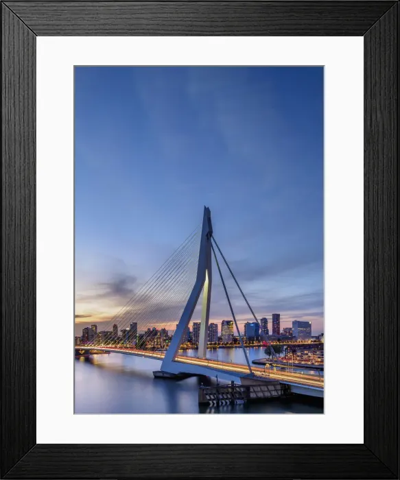 Framed Print : Erasmus Bridge at dusk, Rotterdam, South Holland, The Netherlands Framed Print : Erasmus Bridge at dusk, Rotterdam, South Holland, The Netherlands