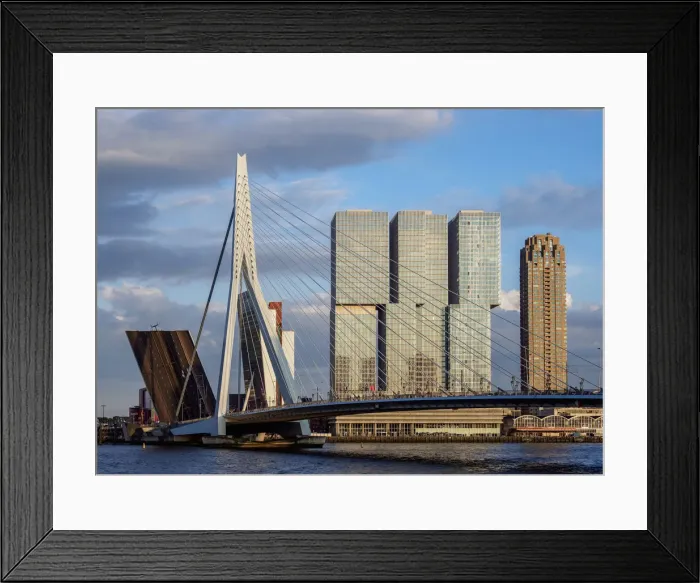 Framed Print : Erasmus Bridge and De Rotterdam Building, Rotterdam, South Holland, The Netherlands Framed Print : Erasmus Bridge and De Rotterdam Building, Rotterdam, South Holland, The Netherlands