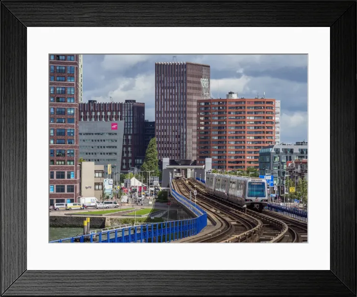 Framed Print : Train leaving Mshaven Metro Station, Rotterdam, South Holland, The Netherlands
