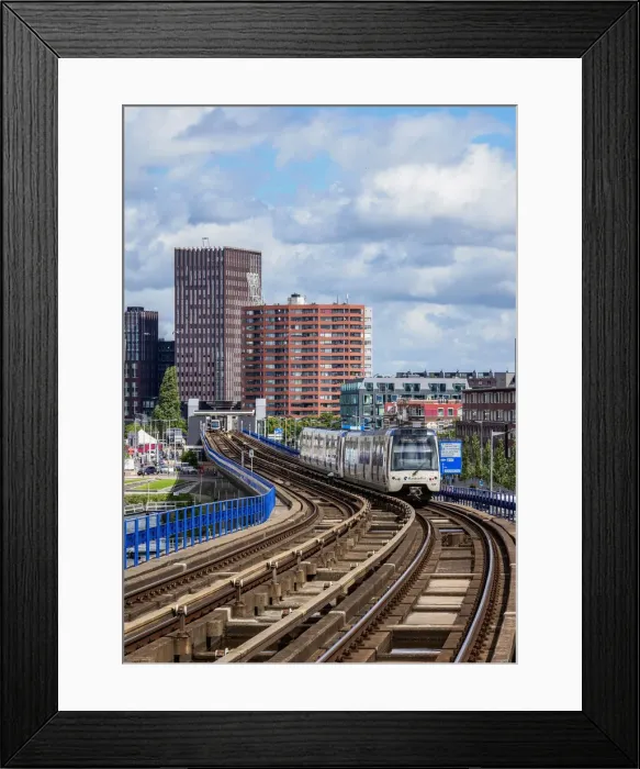 Framed Print : Train leaving Mshaven Metro Station, Rotterdam, South Holland, The Netherlands Framed Print : Train leaving Mshaven Metro Station, Rotterdam, South Holland, The Netherlands