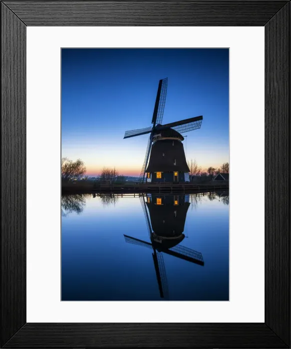 Framed Print : Windmill at Twilight, Holland, Netherlands Framed Print : Windmill at Twilight, Holland, Netherlands