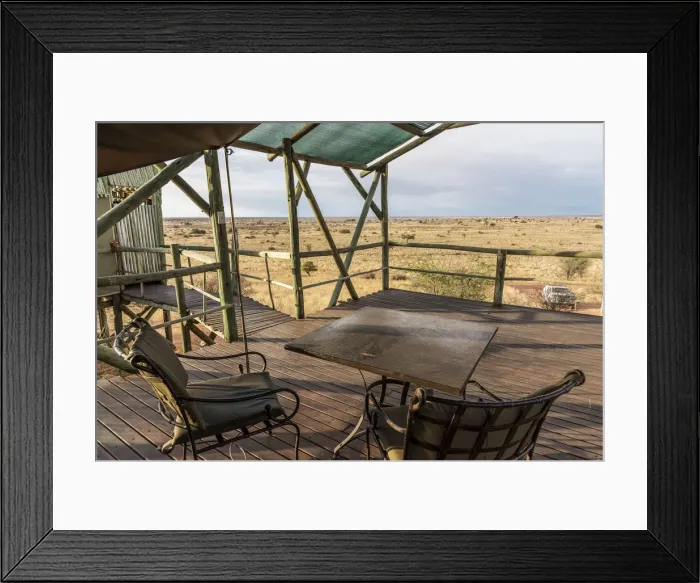 Framed Print : Africa, Namibia, Kalkrand. View from the tent into the landscape Framed Print : Africa, Namibia, Kalkrand. View from the tent into the landscape