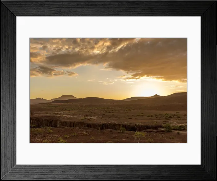 Framed Print : Africa, Namibia, Palmwag. Sunset at the Aub Canyon