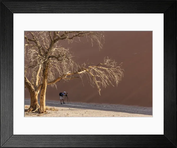 Framed Print : Africa, Namibia, Sossusvlei. Photographer at Dune 45 Framed Print : Africa, Namibia, Sossusvlei. Photographer at Dune 45