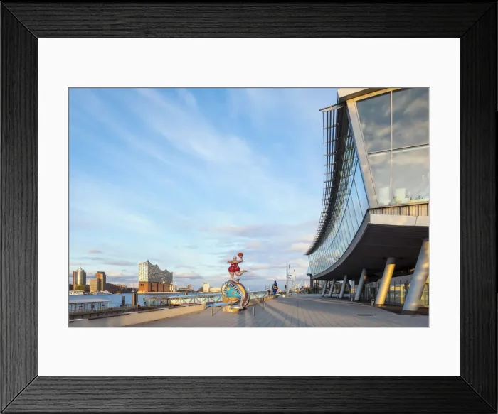 Framed Print : Germany, Hamburg, HafenCity. Stage Theater im Hafen theatre and Elbphilharmonie (Elbe