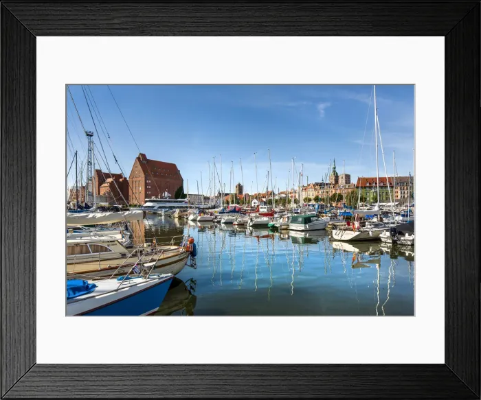 Framed Print : Marina and old town, Stralsund, Mecklenburg-Western Pomerania, Germany Framed Print : Marina and old town, Stralsund, Mecklenburg-Western Pomerania, Germany