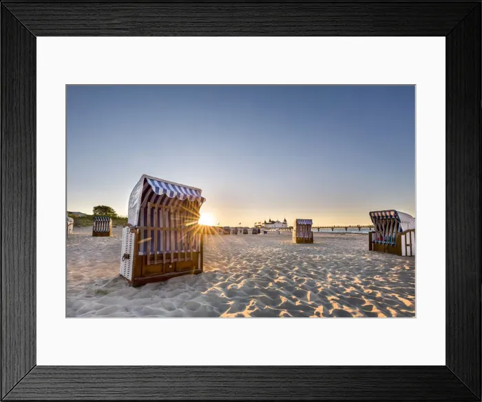 Framed Print : Beach baskets and pier, Ahlbeck, Usedom island, Mecklenburg-Western Pomerania, Germany Framed Print : Beach baskets and pier, Ahlbeck, Usedom island, Mecklenburg-Western Pomerania, Germany