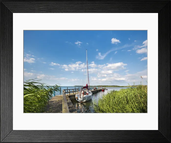 Framed Print : Marina, Balm, Achterwasser, Usedom island, Mecklenburg-Western Pomerania, Germany