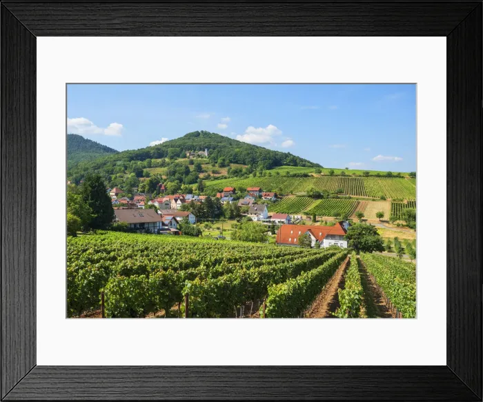 Framed Print : View at Leinsweiler with Slevogthof, Deutsche Weinstrasze, Rhineland-Palatinate, Germany Framed Print : View at Leinsweiler with Slevogthof, Deutsche Weinstrasze, Rhineland-Palatinate, Germany