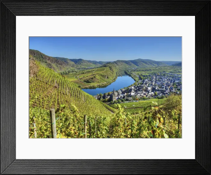 Framed Print : Mosel with Calmont vineyard, Bremm, Rhineland-Palatinate, Germany Framed Print : Mosel with Calmont vineyard, Bremm, Rhineland-Palatinate, Germany