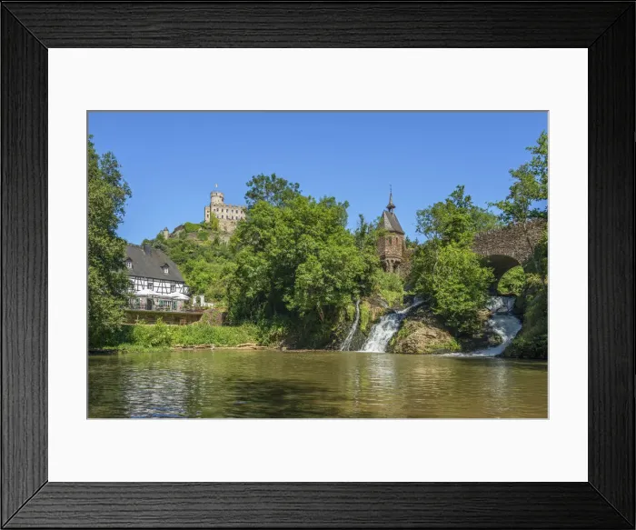 Framed Print : Pyrmont Mill with Pyrmont Castle, Roes, Eifel, Rhineland-Palatinate, Germany Framed Print : Pyrmont Mill with Pyrmont Castle, Roes, Eifel, Rhineland-Palatinate, Germany