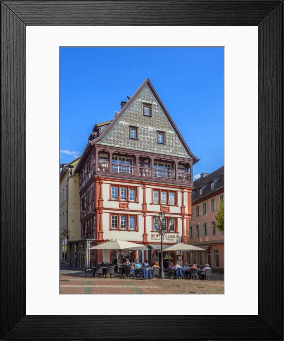 Framed Print : Restaurant at Marktplatz, Neustadt an der Weinstrasze, Deutsche Weinstrasze, Rhineland-Palatinate, Germany