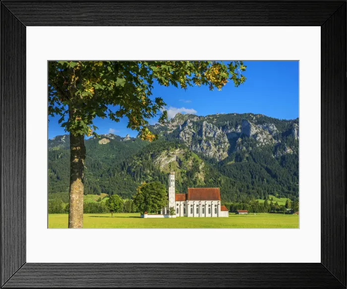 Framed Print : Church St. Coloman with Tegelberg, Schwangau, Bavaria, Germany Framed Print : Church St. Coloman with Tegelberg, Schwangau, Bavaria, Germany