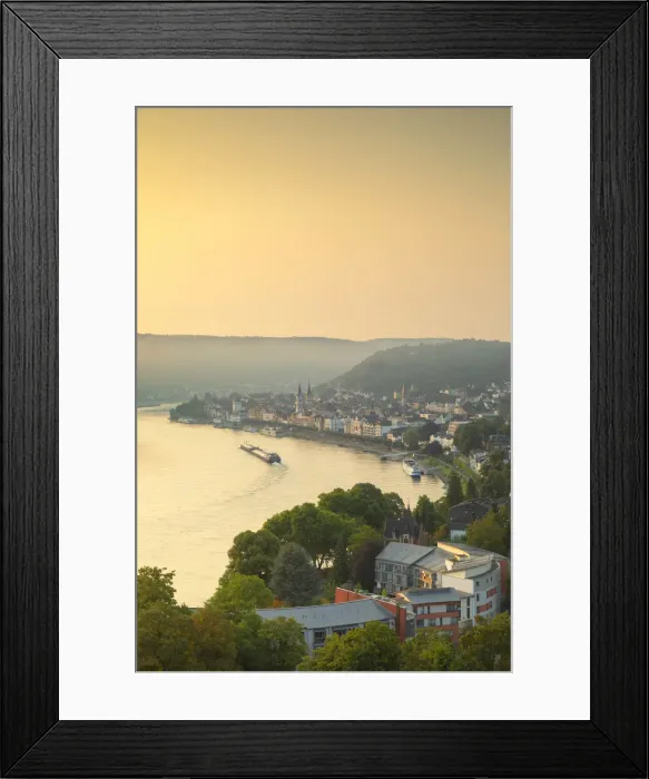 Framed Print : River Rhine at sunrise, Boppard, Rhineland-Palatinate, Germany