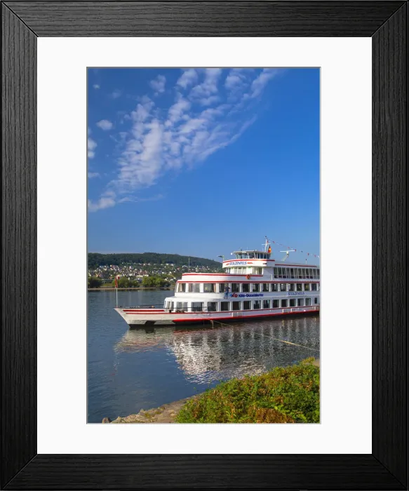 Framed Print : Cruise boat on River Rhine, Rudesheim, Rhineland-Palatinate, Germany