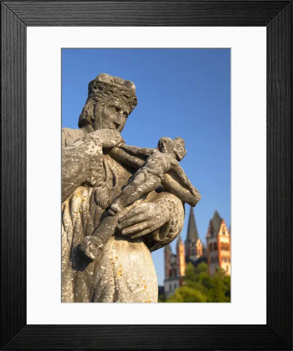Framed Print : Statue on Old Lahn Bridge (Alte Lahnbrucke) and Cathedral (Dom), Limburg, Hesse, Germany Framed Print : Statue on Old Lahn Bridge (Alte Lahnbrucke) and Cathedral (Dom), Limburg, Hesse, Germany