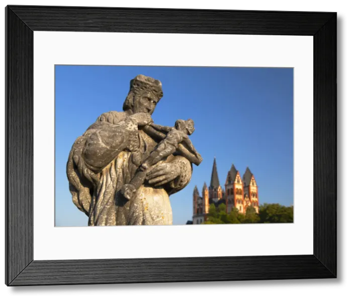 Framed Print : Statue on Old Lahn Bridge (Alte Lahnbrucke) and Cathedral (Dom), Limburg, Hesse, Germany Framed Print : Statue on Old Lahn Bridge (Alte Lahnbrucke) and Cathedral (Dom), Limburg, Hesse, Germany