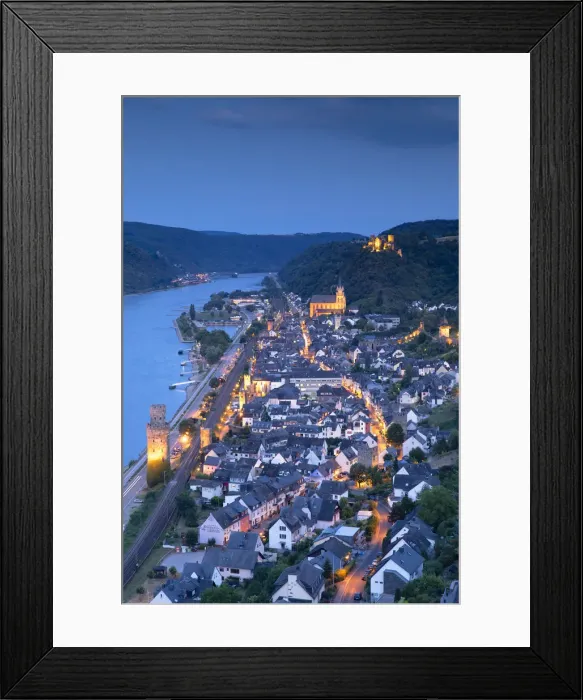 Framed Print : Oberwesel at dusk, Rhineland-Palatinate, Germany Framed Print : Oberwesel at dusk, Rhineland-Palatinate, Germany