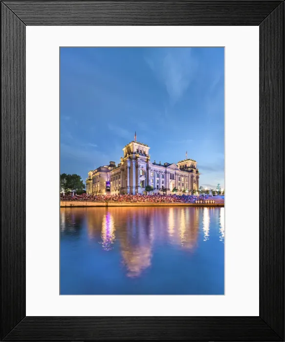 Framed Print : Illuminated Reichstag, River Spree, Berlin, Germany Framed Print : Illuminated Reichstag, River Spree, Berlin, Germany