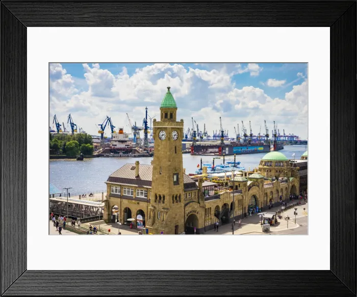 Framed Print : St. Pauli LandungsbrAocken and Port of Hamburg, St. Pauli, Hamburg, Germany Framed Print : St. Pauli LandungsbrAocken and Port of Hamburg, St. Pauli, Hamburg, Germany