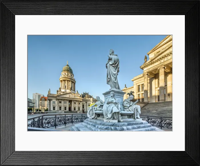 Framed Print : Statue, Deutscher Dom and Konzerthaus, Gendarmenmarkt, Berlin, Germany Framed Print : Statue, Deutscher Dom and Konzerthaus, Gendarmenmarkt, Berlin, Germany