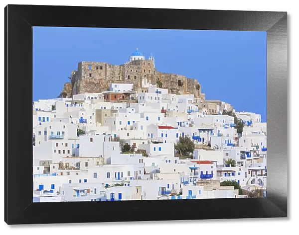 Venetian castle and the whitewashed houses of the Chora, Astypalea, Dodecanese Islands