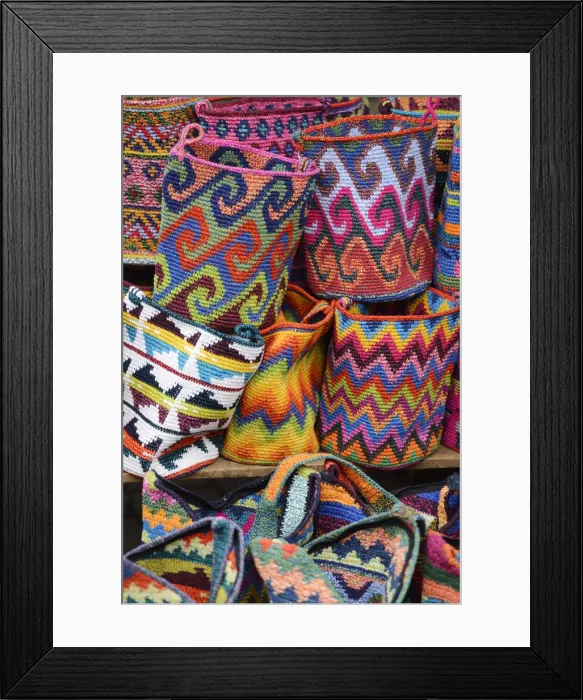 Framed Print : Colourful crafts for sale in Chichicastenango, Guatemala, Central America
