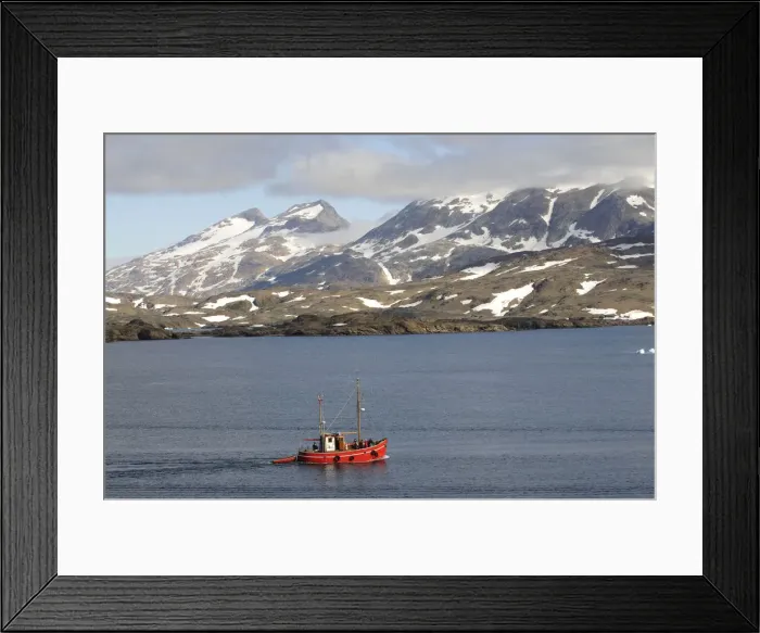 Framed Print : Fishing boat in the King Oscar Fjord, Tasiilaq, Ammassalik, Greenland