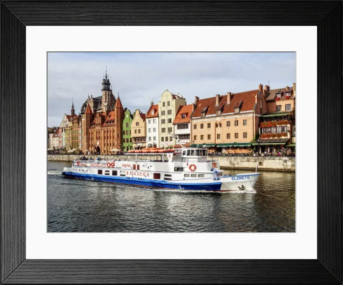 Framed Print : Poland, Pomeranian Voivodeship, Gdansk, Old Town, Ship on the Motlawa River Framed Print : Poland, Pomeranian Voivodeship, Gdansk, Old Town, Ship on the Motlawa River