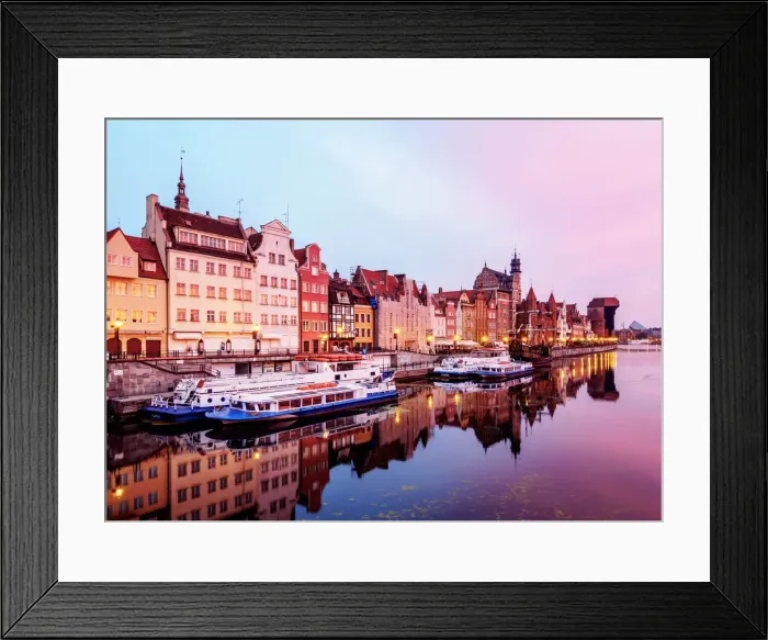 Framed Print : Poland, Pomeranian Voivodeship, Gdansk, Old Town, Motlawa River and Medieval Port Framed Print : Poland, Pomeranian Voivodeship, Gdansk, Old Town, Motlawa River and Medieval Port